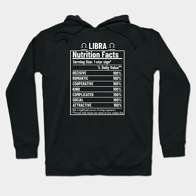 Libra Nutrition Facts Label Hoodie by HobbyAndArt